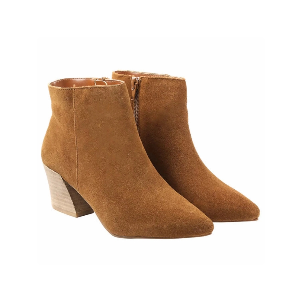 New Kensie Brown Suede Pointy Toe Ankle Boot Sz 8